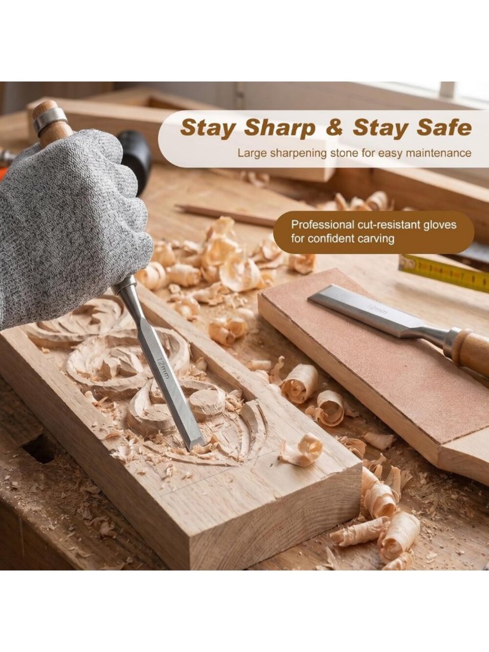 25-Piece Wood Carving Tool Set with Leather Storage Bag - Perfect for Beginners - Picture 7 of 7